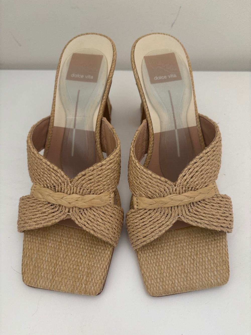 Dolce Vita Tan Braided Straw Slide Sandals